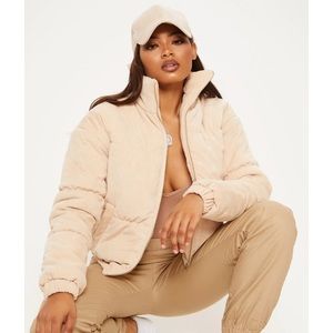 Pretty Little Thing; Tall Stone Cord Puffer Coat